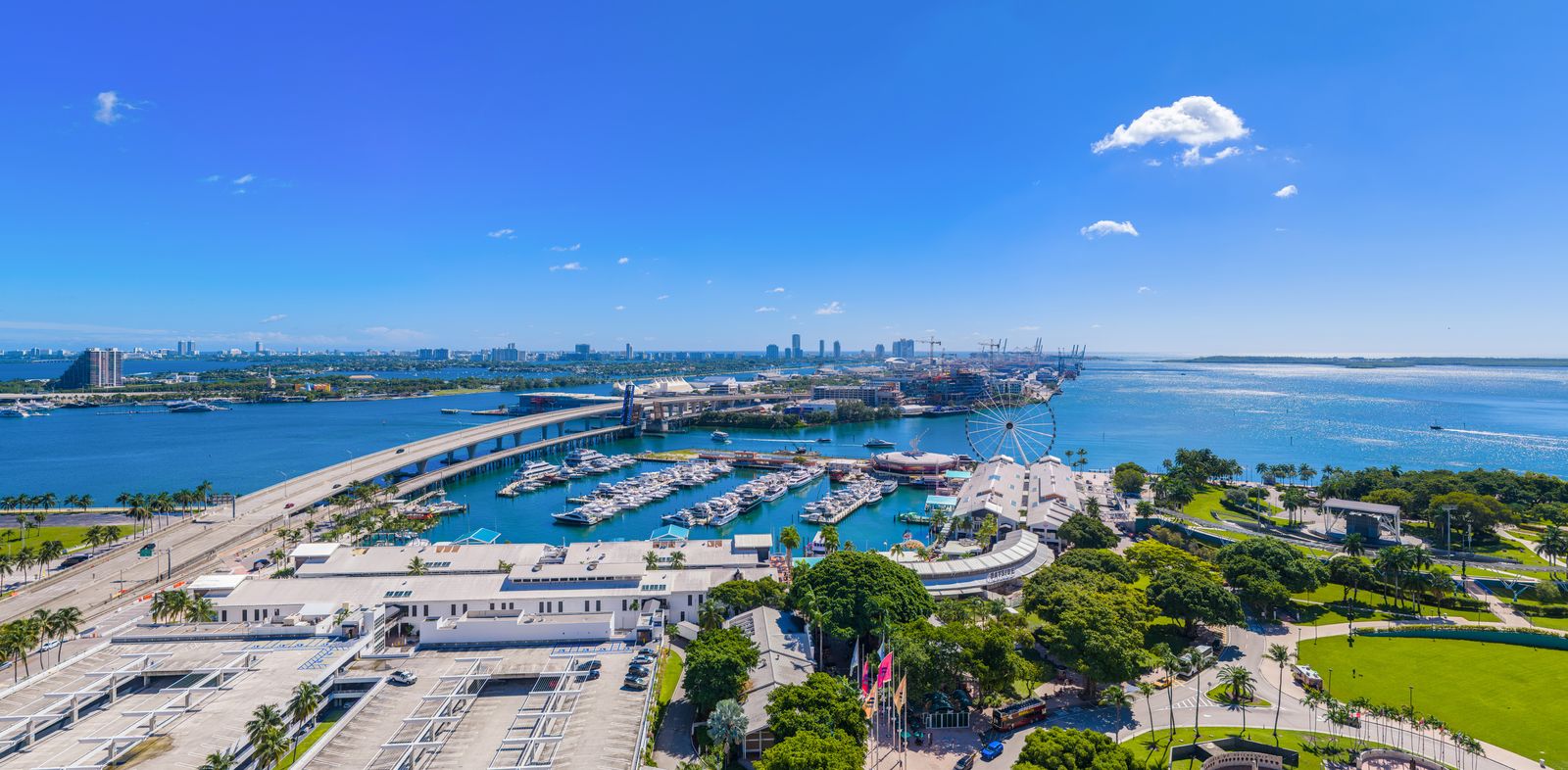 Delano Residences Miami, view east over Bayside, the Miamarina and PortMiami from Level 22, developer photography from the site