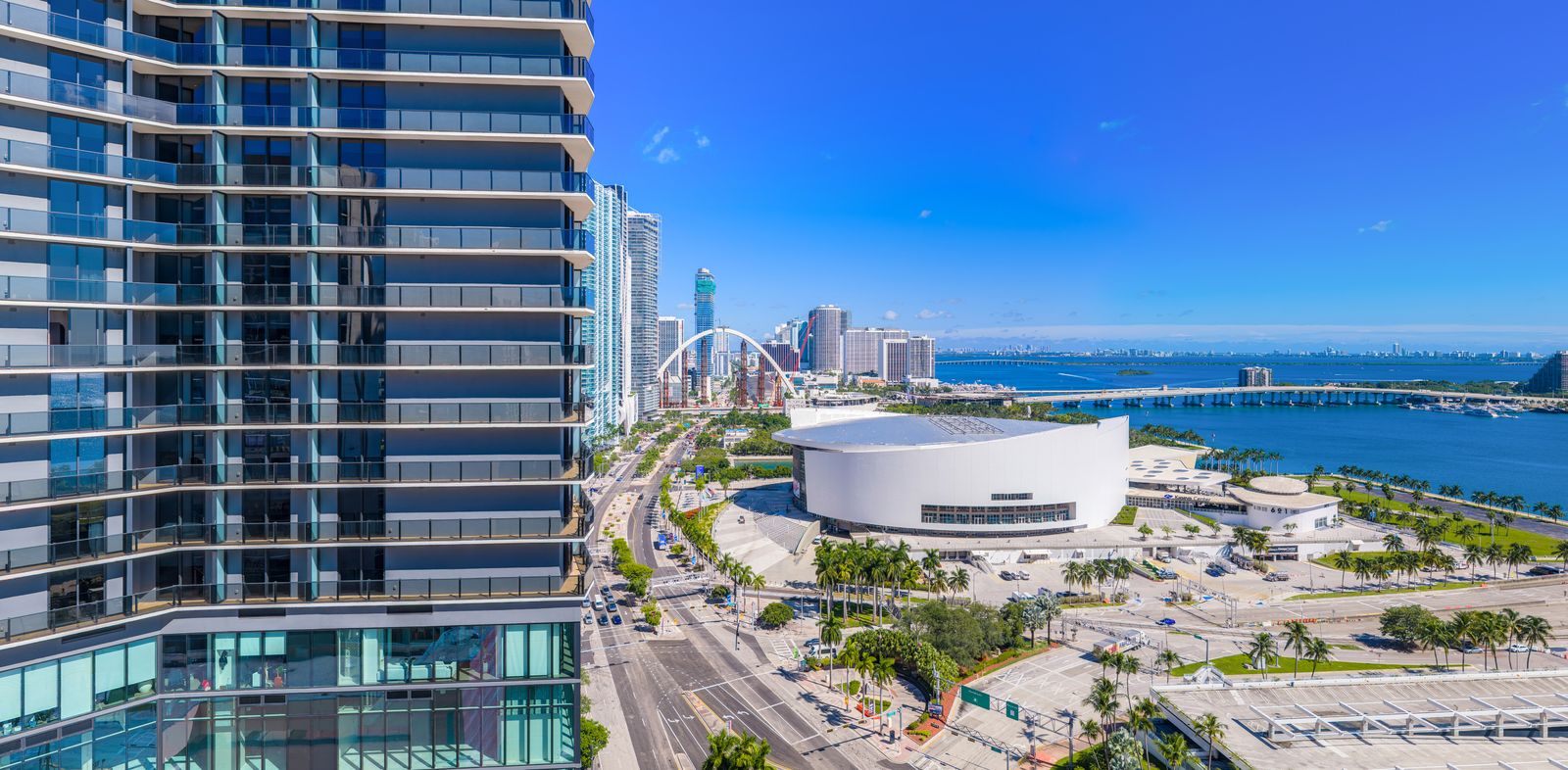 Delano Residences Miami, view south toward the Waldorf Astoria and Brickell from Level 22, developer photography from the site