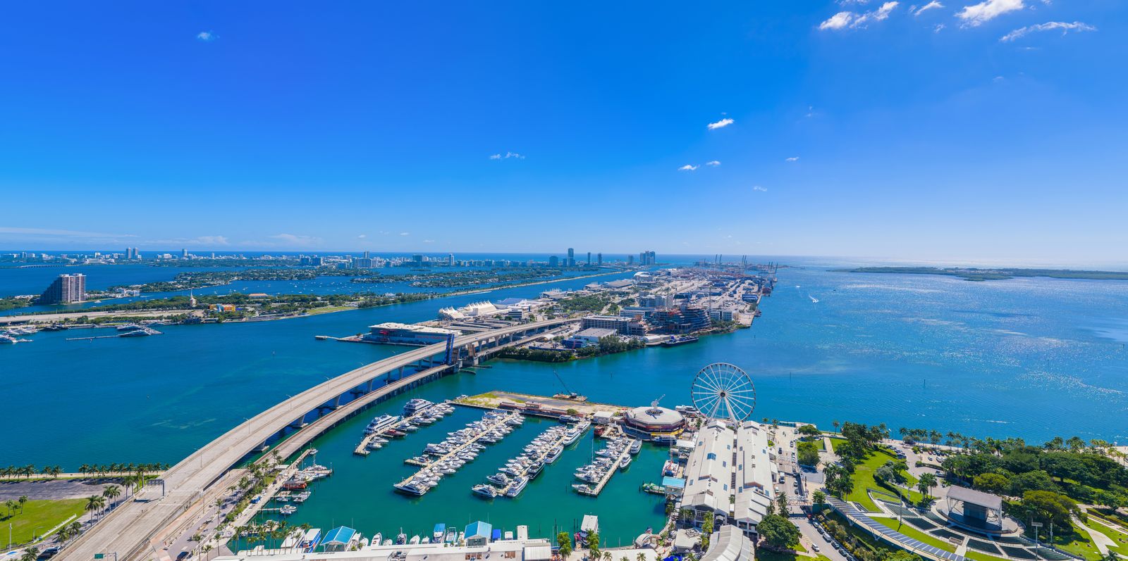 Delano Residences Miami, view east over Bayside, the Miamarina and PortMiami from Level 46, developer photography from the site