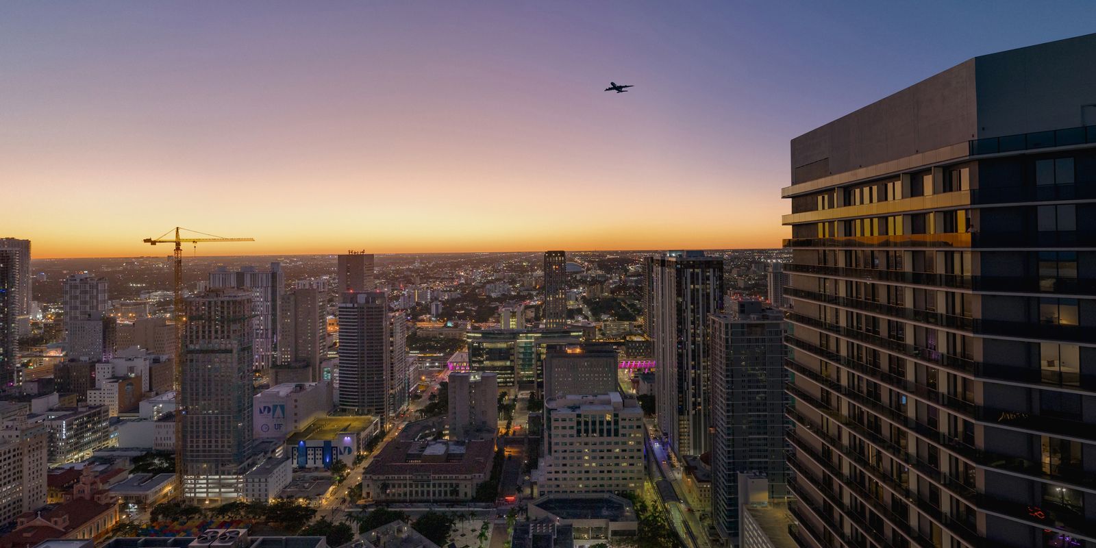 Delano Residences Miami, view west over the downtown core from Level 46, developer photography from the site