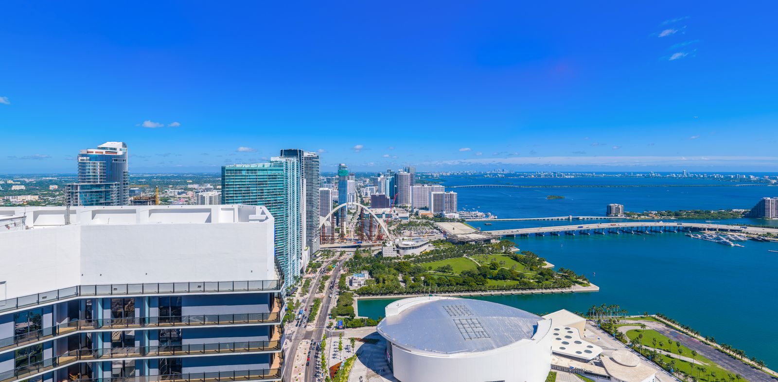 Delano Residences Miami, view south toward the Waldorf Astoria and Brickell from Level 60, developer photography from the site