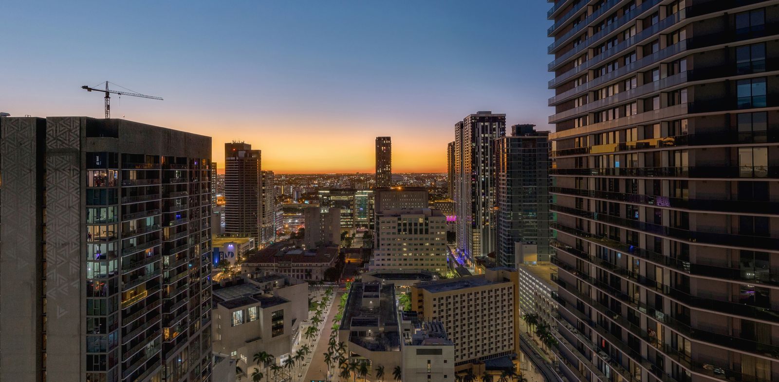 Delano Residences Miami, view west over the downtown core from Level 60, developer photography from the site