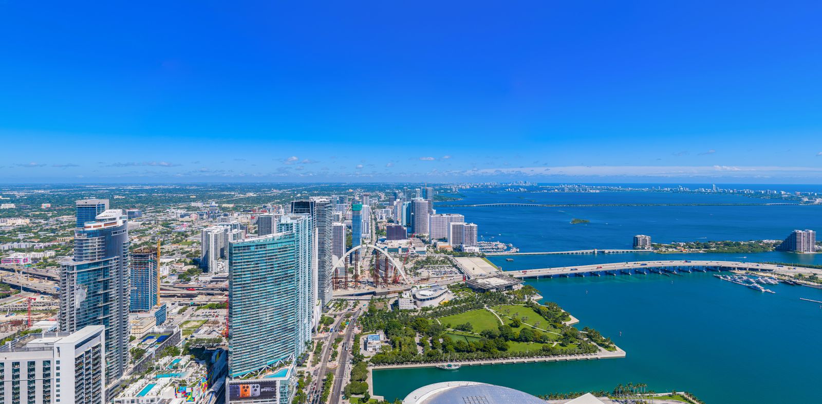 Delano Residences Miami, view south toward the Waldorf Astoria and Brickell from Level 79, developer photography from the site